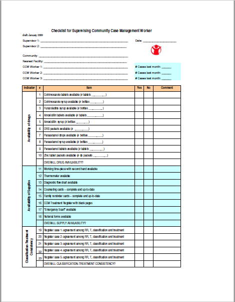 Checklist for Supervising Community Case Management Workers - (Save the